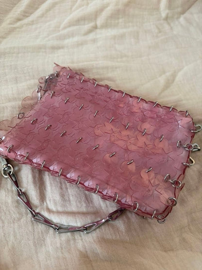 Paco Rabanne shoulder bag with chain, pink Women's Auth