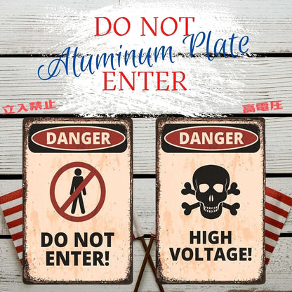 FrugeL Tinplate sign No Trespassing Set of 2 20cm 30cm perforated security (K.O)