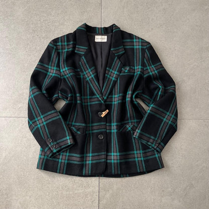 Vintage wool jacket Tartan check Formal Showa retro Vintage clothing