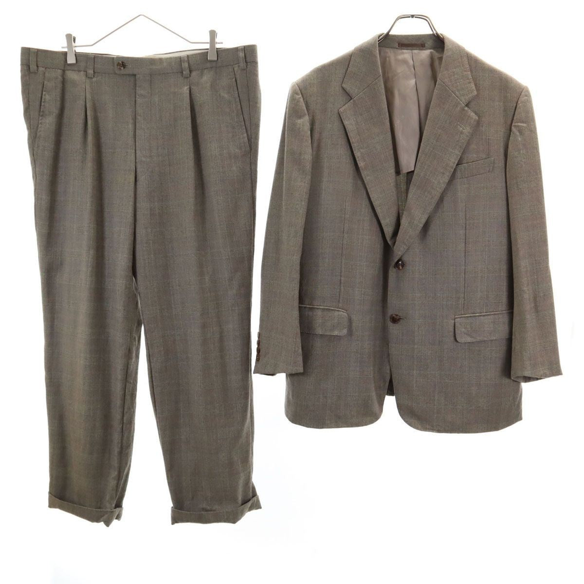 LANVIN 90s Wool Old Check Pattern suit Setup ST50-56 gray Men's