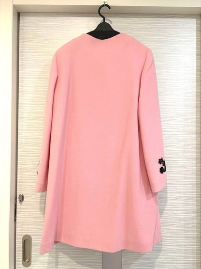 DOLCE & GABBANA Coat 11/12 Pink Embroidered Wool Women's Outerwear