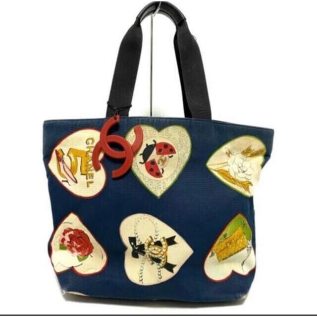 CHANEL Valentine's Day Collection Limited Tote Bag Rare Dark Navy Ivory From JPN
