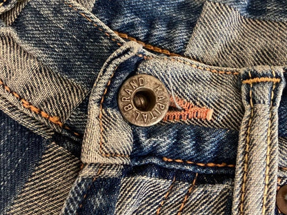 KAPITAL Ichimatsu Patchwork Denim Pants 28 Used Blue Jeans JAPAN