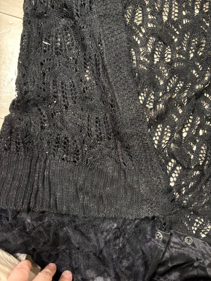 Axes Femme Black Ruffle Cardigan Long Sleeve Japan