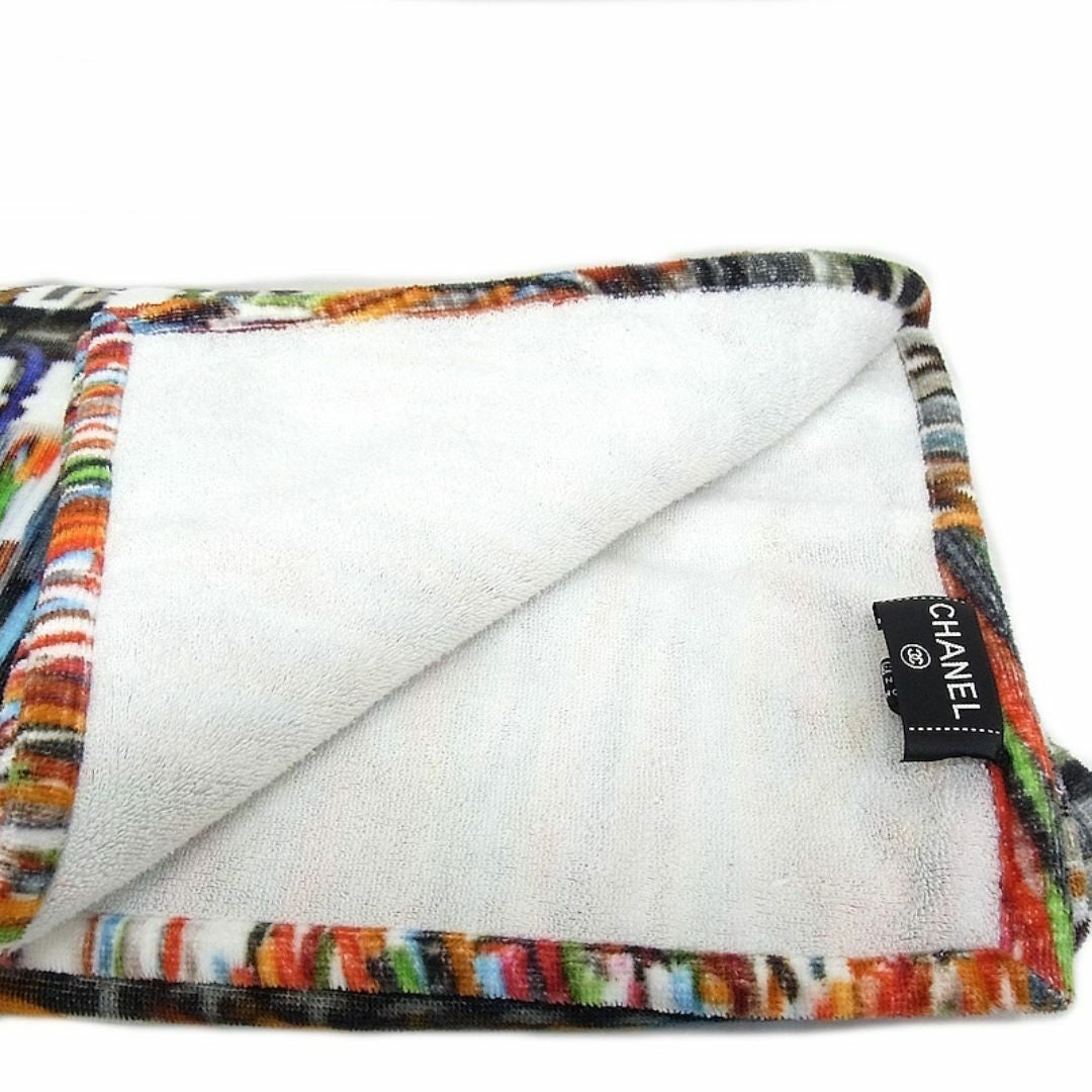 Chanel Authentic Large Beach Bath Towel 100% Cotton Multicolor Fringe 180x133cm