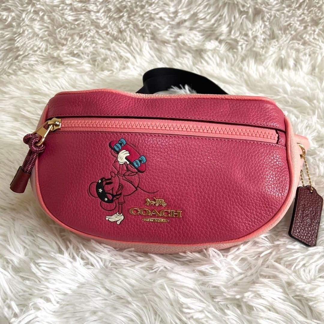 COACH Disney Mickey Pink Leather Crossbody Bag Limited Authentic Rare