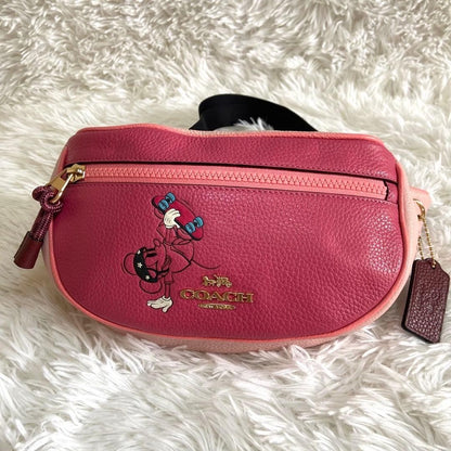 COACH Disney Mickey Pink Leather Crossbody Bag Limited Authentic Rare