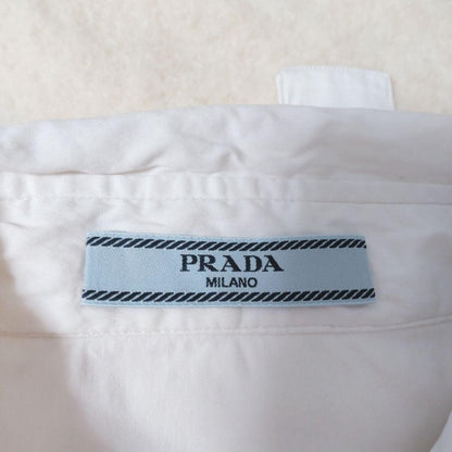 USED PRADA LONG-SLEEVED FRILL BLOUSE WITH BACK RIBBON GOOD