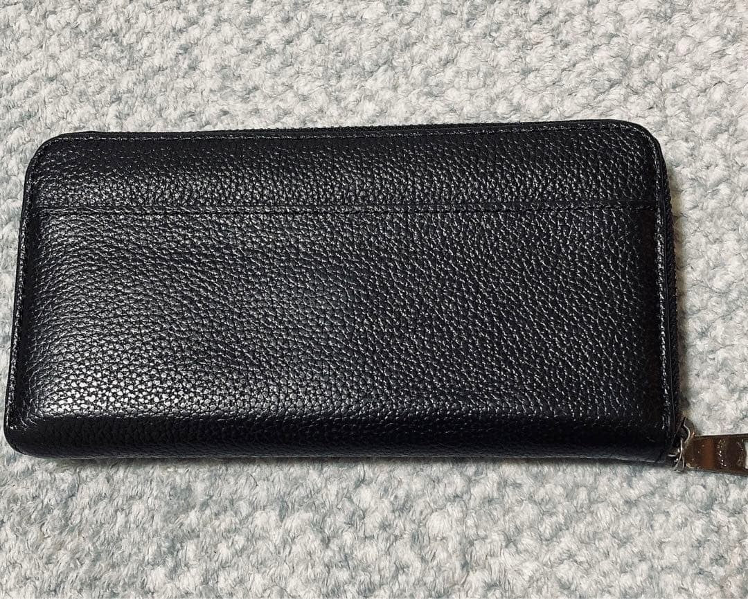 Coach men's leather long zip wallet round logo 10x19cm used