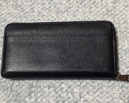 Coach men's leather long zip wallet round logo 10x19cm used
