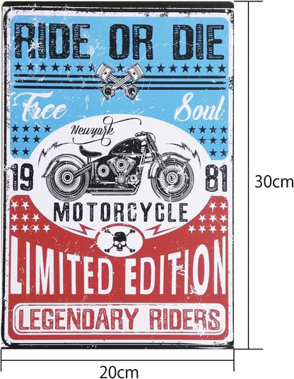 HIRO WORLD TRADE Tin plate sign, set of 5, antique retro garage sign (car)