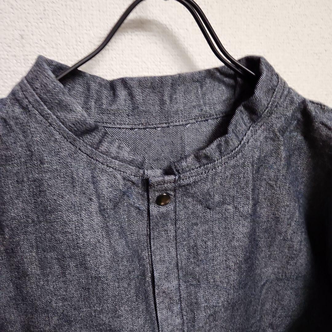 Vintage Denim Jacket Stand Collar Blue Outerwear Size Unknown