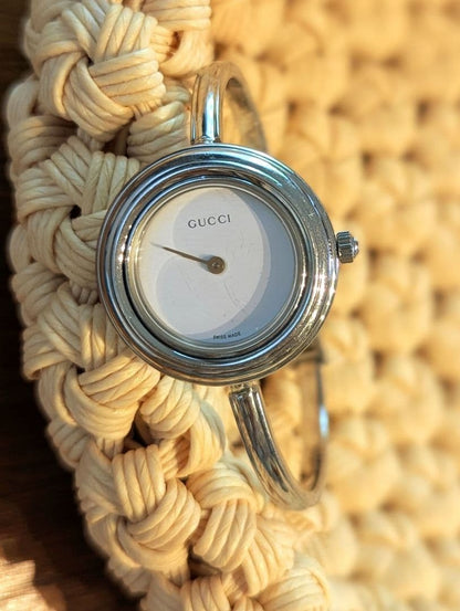 Gucci Change Bezel Watch Silver Bangle Vintage Rare w/11 Bezels (incl. Silver)