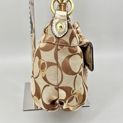 COACH Handbag Signature Turn Lock Brown Y2K Vintage Auth From Japan