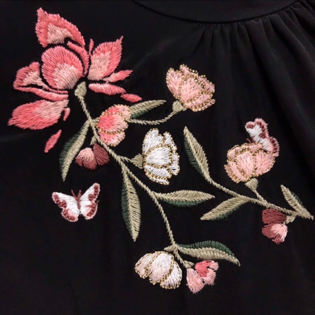 Kate Spade Floral Embroidery Ribbon Silk Blouse Kate Spade