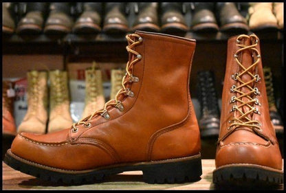Red Wing 845 Vintage 12B Dog Tag Long Lace-Up Boots Oro Russet 9.5D Fit USA