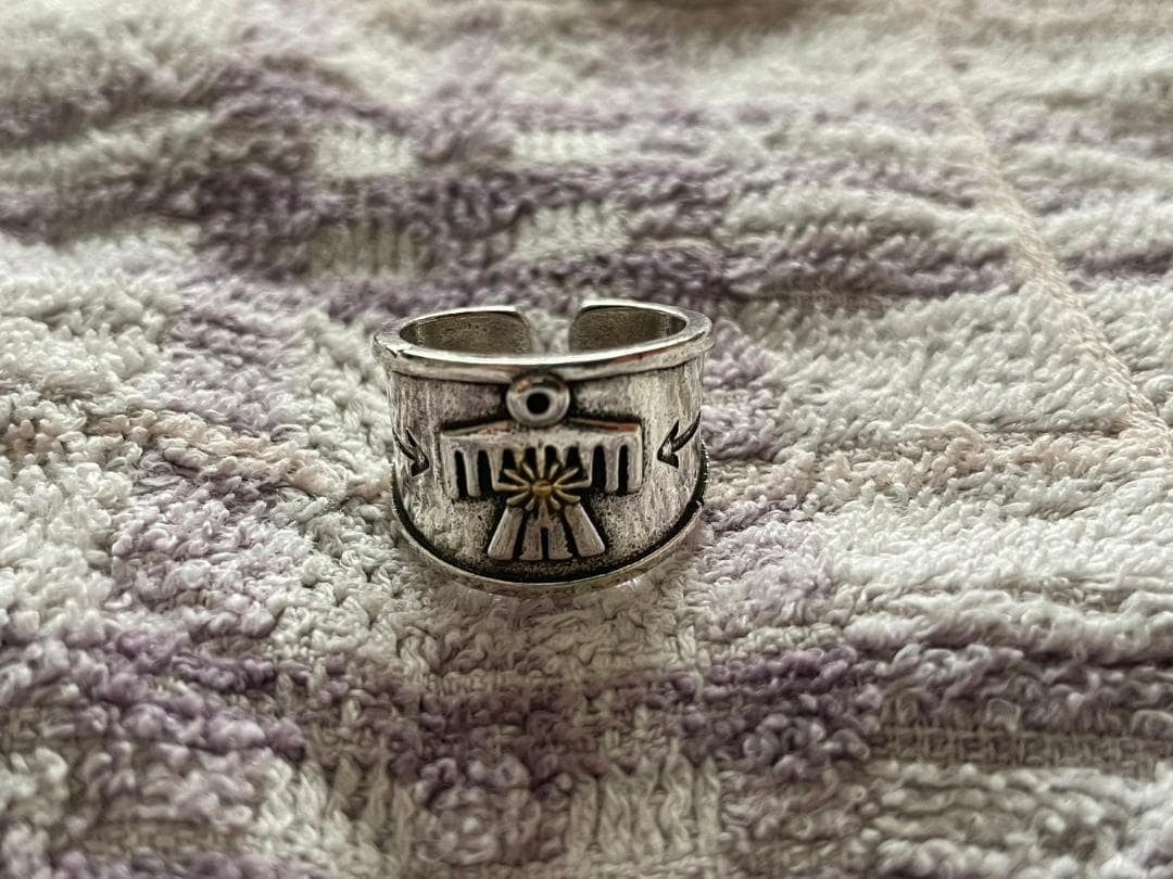 Thunderbird ring charm pendant, Navajo style.