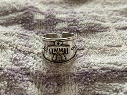 Thunderbird ring charm pendant, Navajo style.