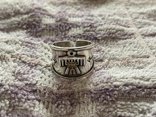Thunderbird ring charm pendant, Navajo style.