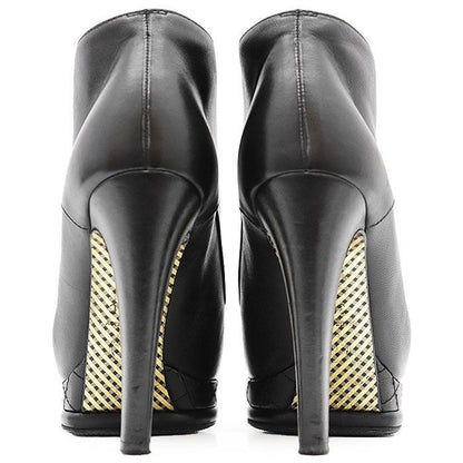 CHANEL Boots High Heels G28406 COCOMark Logo Lace-up Women Size 36 1/2 Black