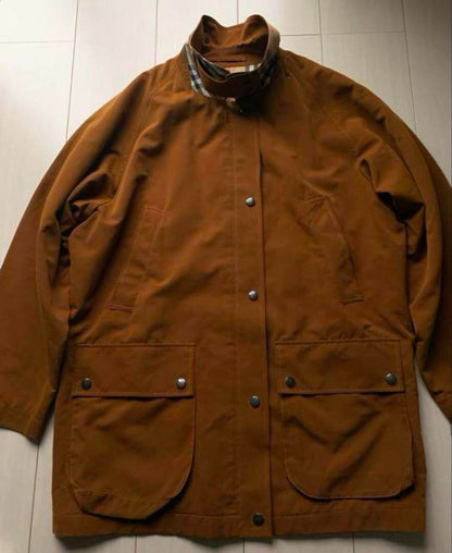 Burberrys Vintage Hunting Coat Men Size L Brown Nova Check Made in England EX