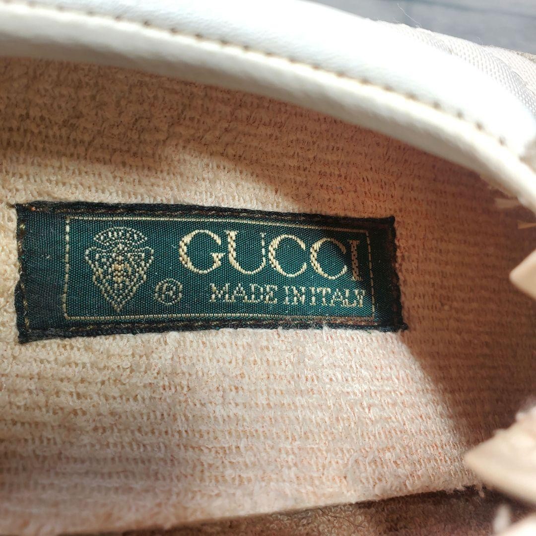 Rare GUCCI 23cm White Leather Sherry Line Low-Top Sneakers Vintage Italian Made