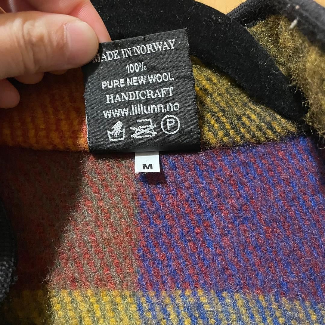 Lillunn Design Norway Blanket Coat Limited Edition Rare Multicolor check pattern