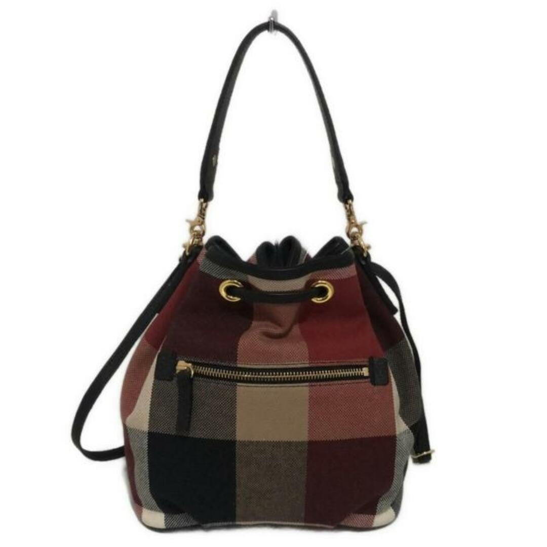 Auth BLUE LABEL CRESTBRIDGE - Bordeaux Black Multi Canvas Leather Shoulder Bag