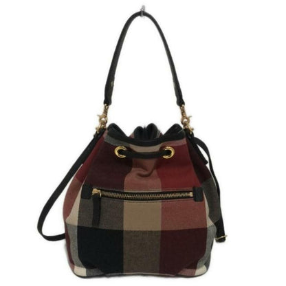 Auth BLUE LABEL CRESTBRIDGE - Bordeaux Black Multi Canvas Leather Shoulder Bag