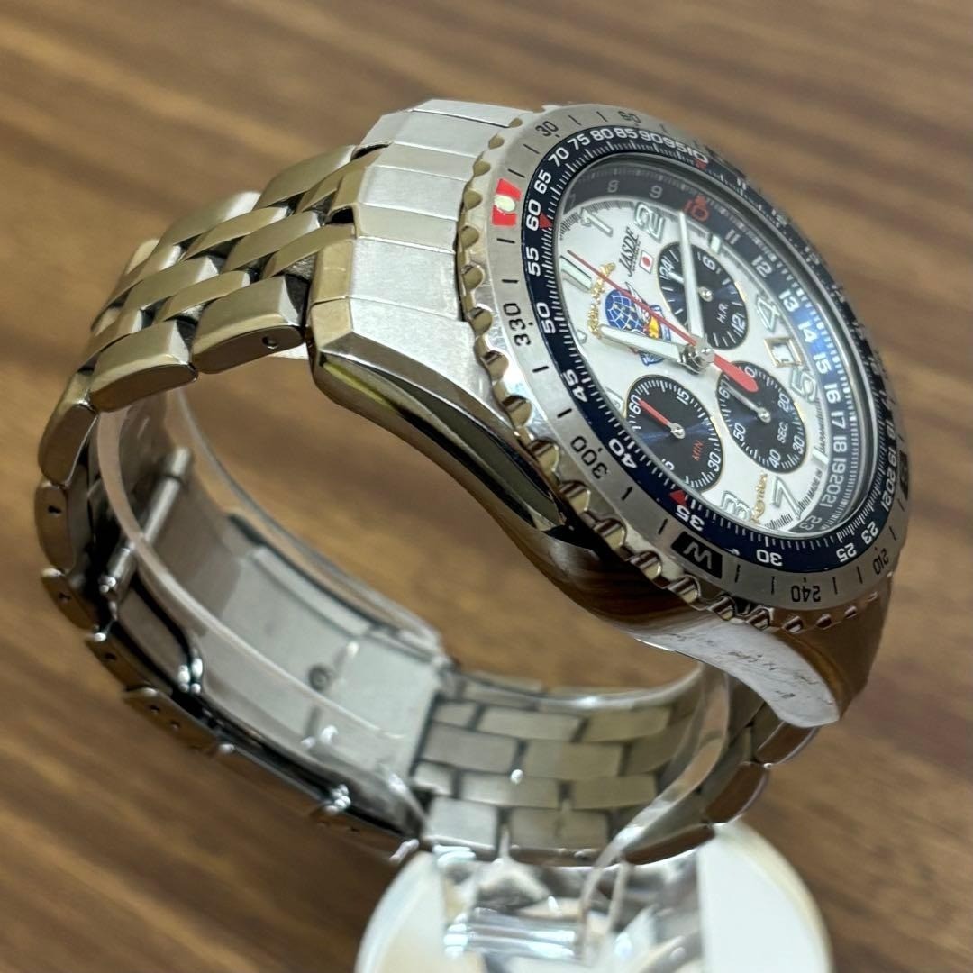 Rare Blue Impulse Watch Limited Watch S683M Chronograph White Dial JPN