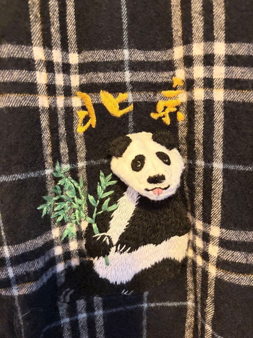 doublet PUPPET EMBROIDERY Long Sleeve Check Shirt size M color Navy Wool