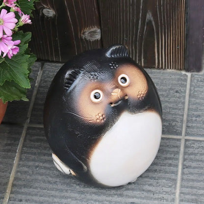 Shigaraki Ware Maru Nagomi Tanuki Statue Pottery Lucky Charm Japan NEW