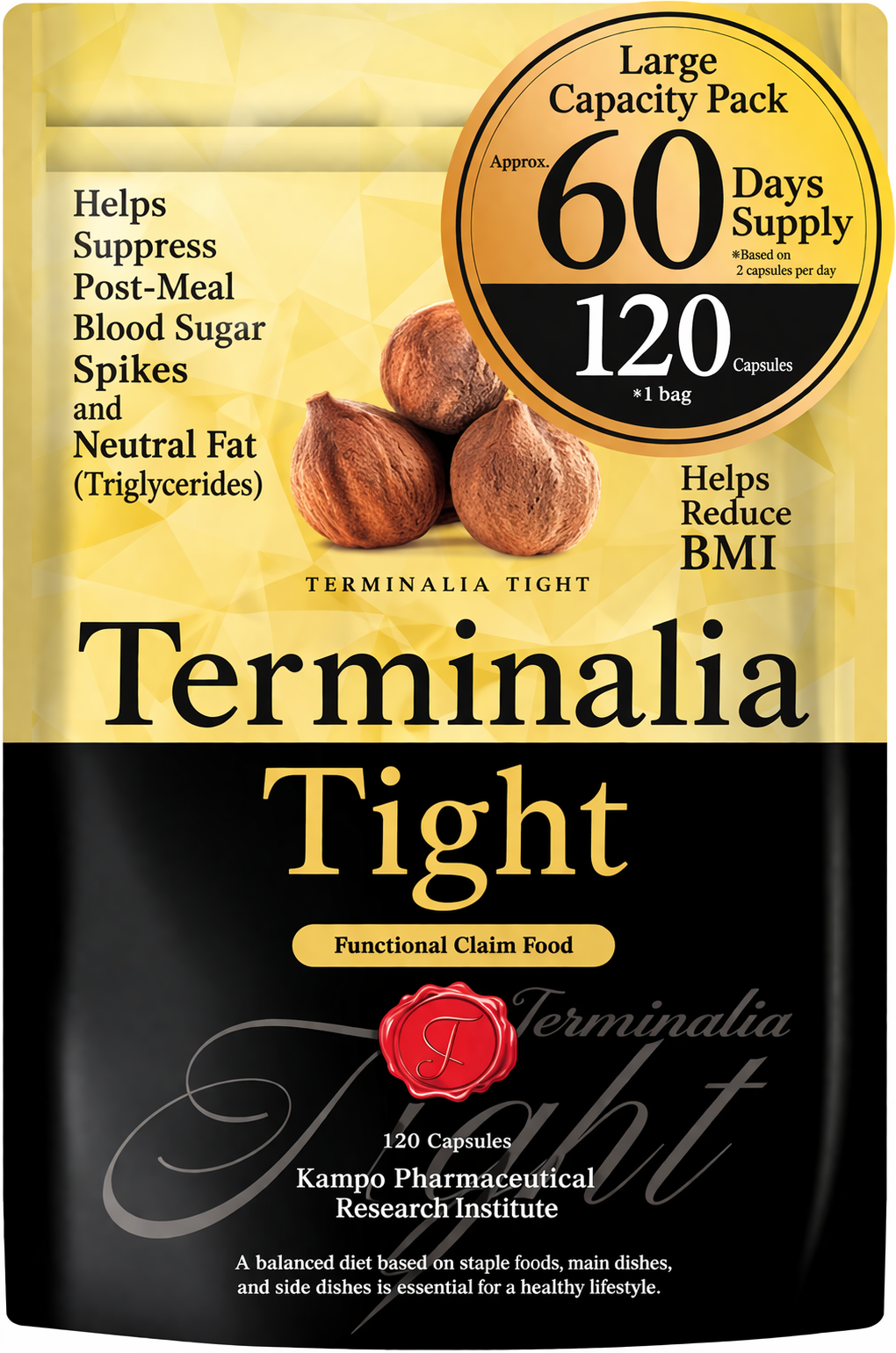 Terminalia Tight: Reduce Belly Fat & BMI. Fat & Sugar Blocker. 60-Day Supply.
