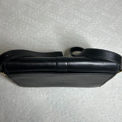 Longchamp Leather Shoulder Bag Vintage Black Flap Crossbody Pochette Rare Japan