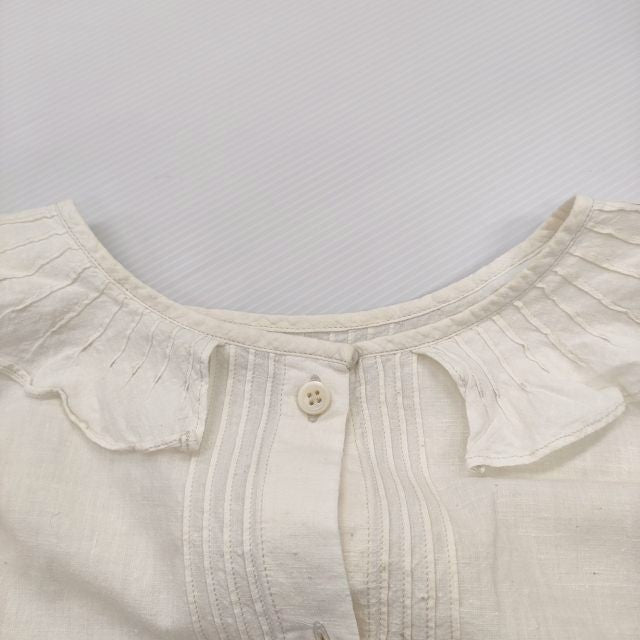 45R/45rpm Indian khadi frill collar blouse Blouse shirt Kinari 5-0725S♪