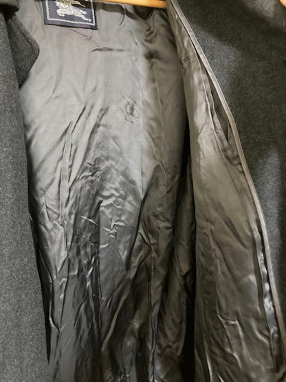 Burberry Vintage Cashmere Wool Balmacaan Long Gray Coat Men Size US 40 Authentic