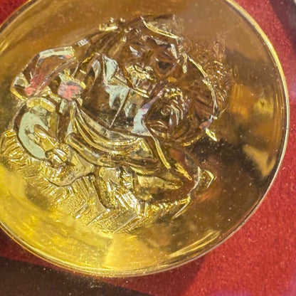 Seven Lucky Gods Fan Gold Cup 24KGP Wall Hanging Ornament