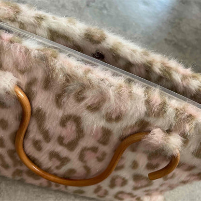 Samantha Thavasa Leopard Fur Glitter Handbag Women's Bag, Stylish, Pre-Owned