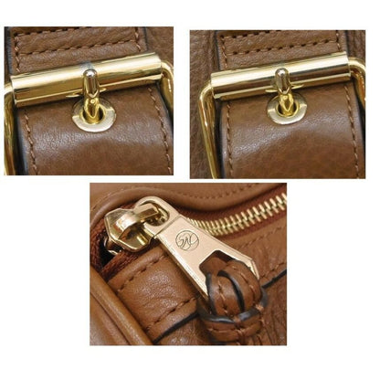LONGCHAMP x KATE MOSS Leather Mini Boston Bag Camel Brown Hand Bag Womens Auth