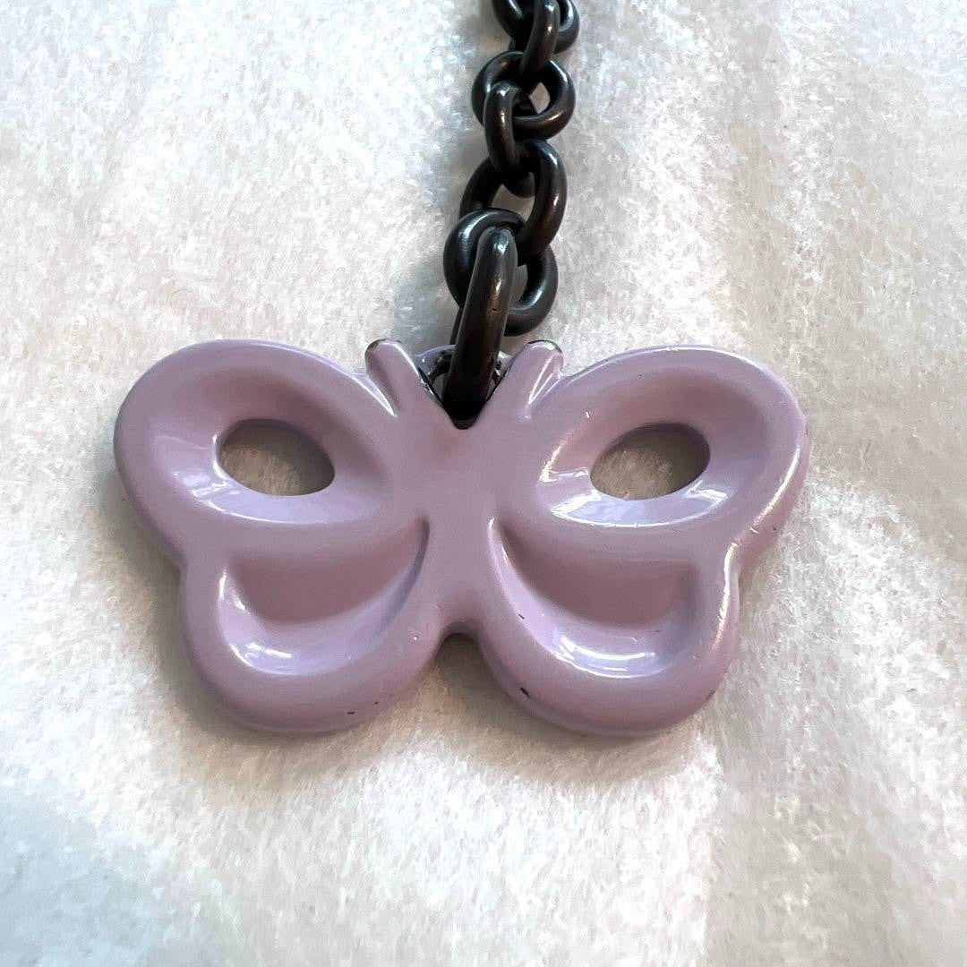 BOTTEGA VENETA Butterfly Strap Purple keychain bag charm ring authentic Italy