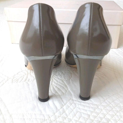 Jimmy Choo Enamel Pumps Sandals Women 34.5/US4.5 Gray WithBox Metal Heel