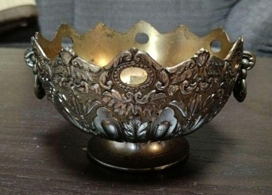 Silver plated decorative metal bowl Showa Retro Antique Vintage