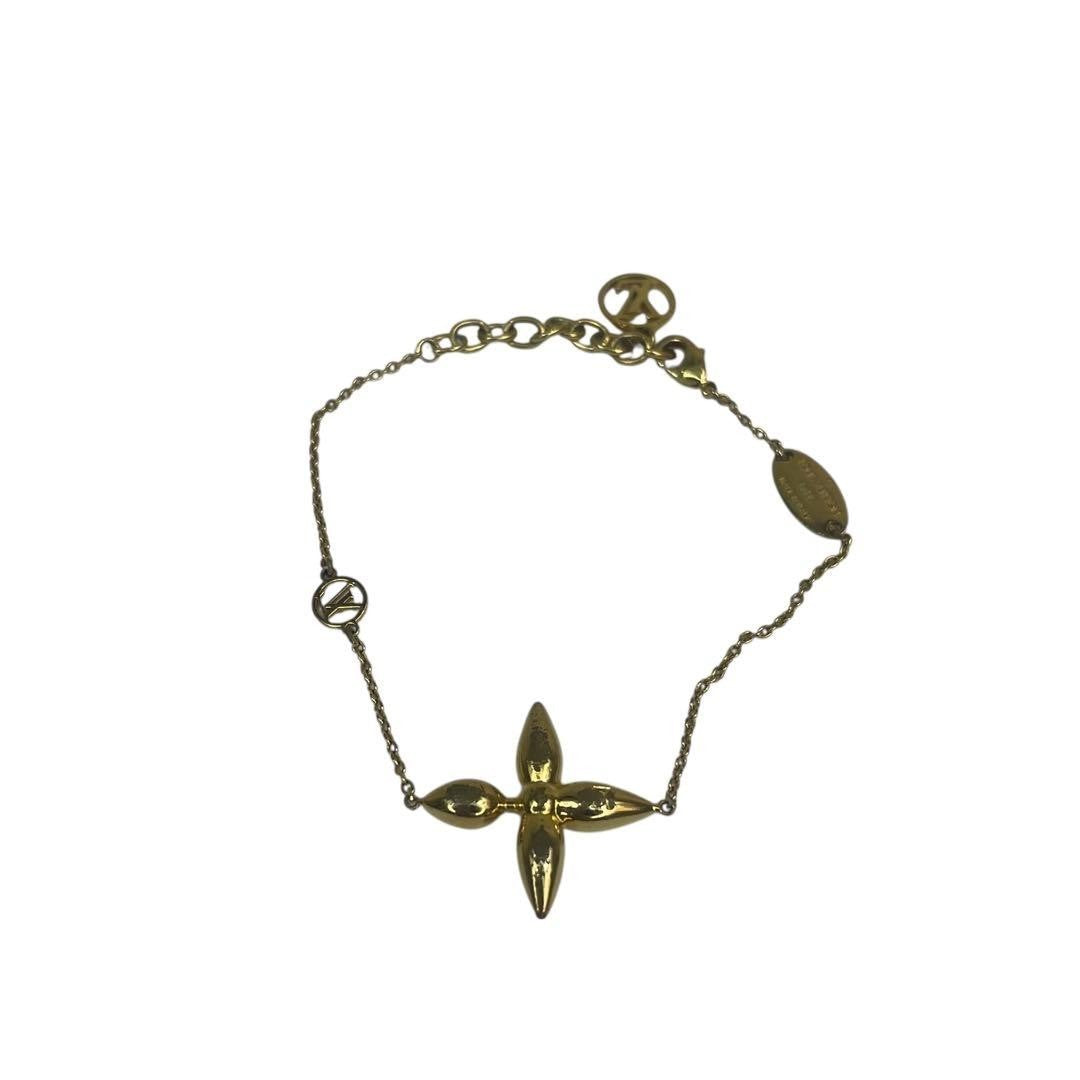 Louis Vuitton Bracelet M00372 Louisette Gold Bangle LV Logo Jewelry Women LE1211