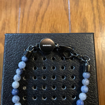 Diesel Men Blue Beaded Chain Bracelet Almost unused Luxury Stylish Casual Italia