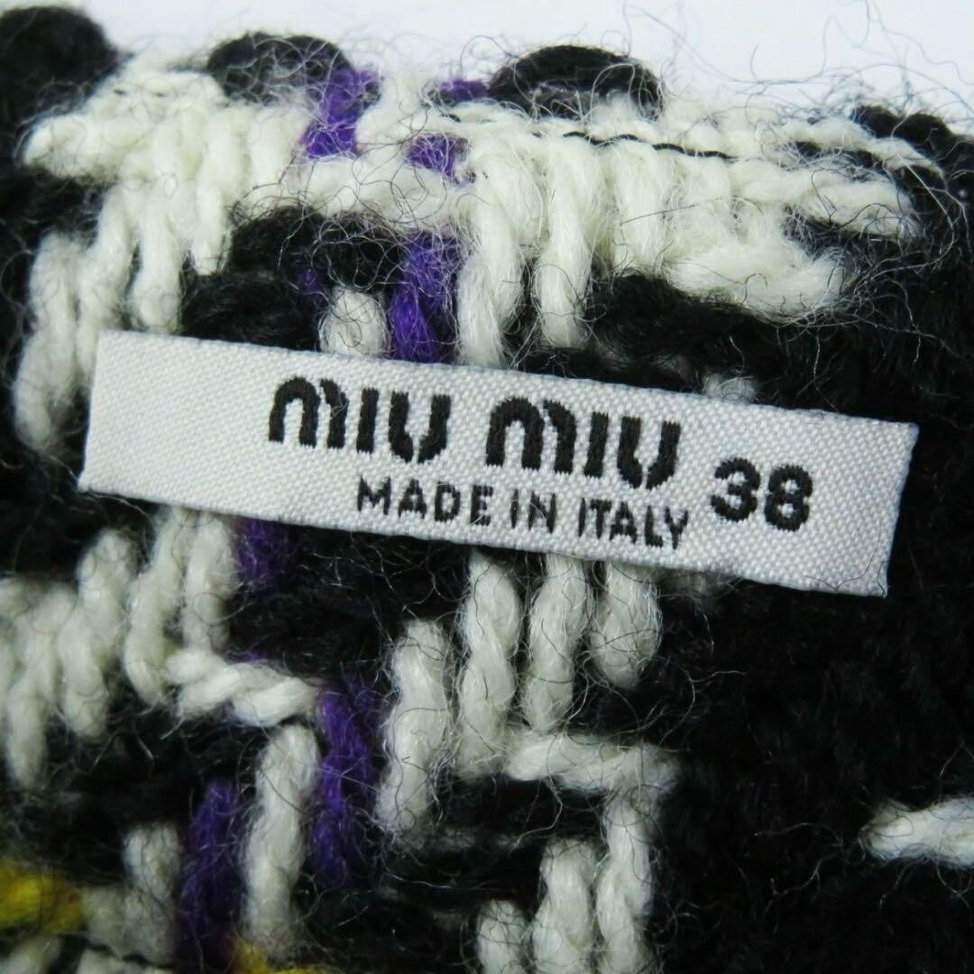 Miu Miu Tweed Trapezoid Skirt Black White Check Pattern Wool 100% Size 38 Italy