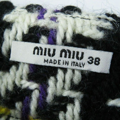Miu Miu Tweed Trapezoid Skirt Black White Check Pattern Wool 100% Size 38 Italy