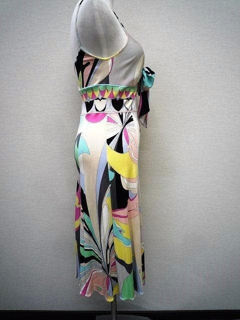 Emilio Pucci Camisole Dress Ribbon Flare Plenty Allover Pattern 36