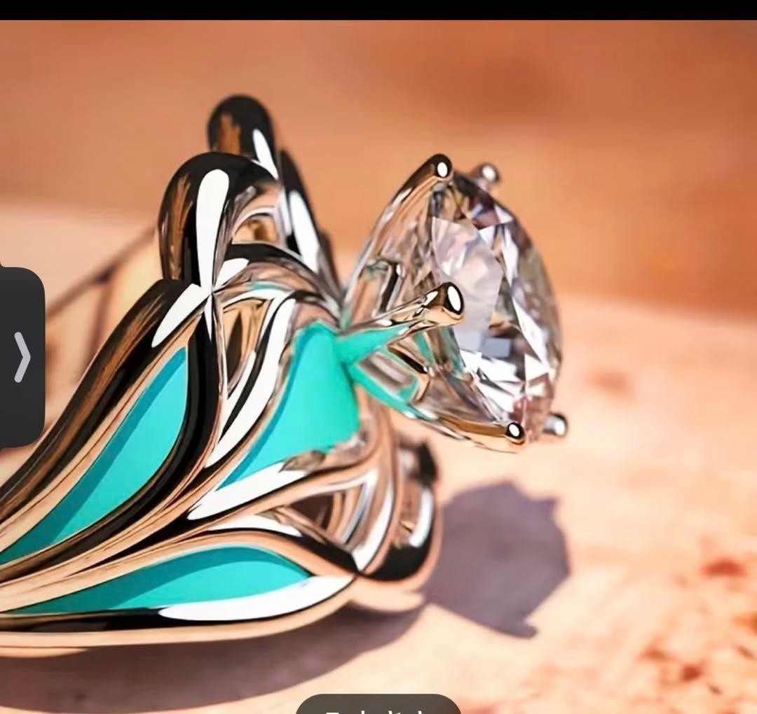 Ocean Star Elegant Luxury Ring, Sparkling Turquoise and Crystal, US 4.5