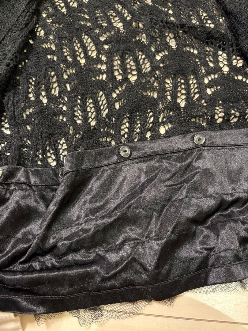Axes Femme Black Ruffle Cardigan Long Sleeve Japan