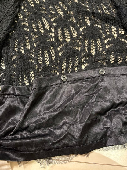 Axes Femme Black Ruffle Cardigan Long Sleeve Japan